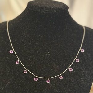 14 karat white gold and amethyst necklace.
